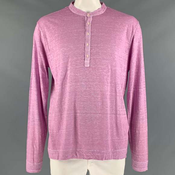 120% LINO Other - 120% LINO Pink Linen Henley Pullover